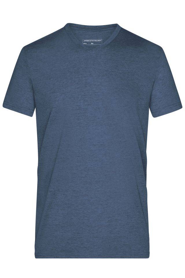 Men's Heather T-Shirt Modisches T-Shirt mit V-Ausschnitt blau, Gr. 3XL