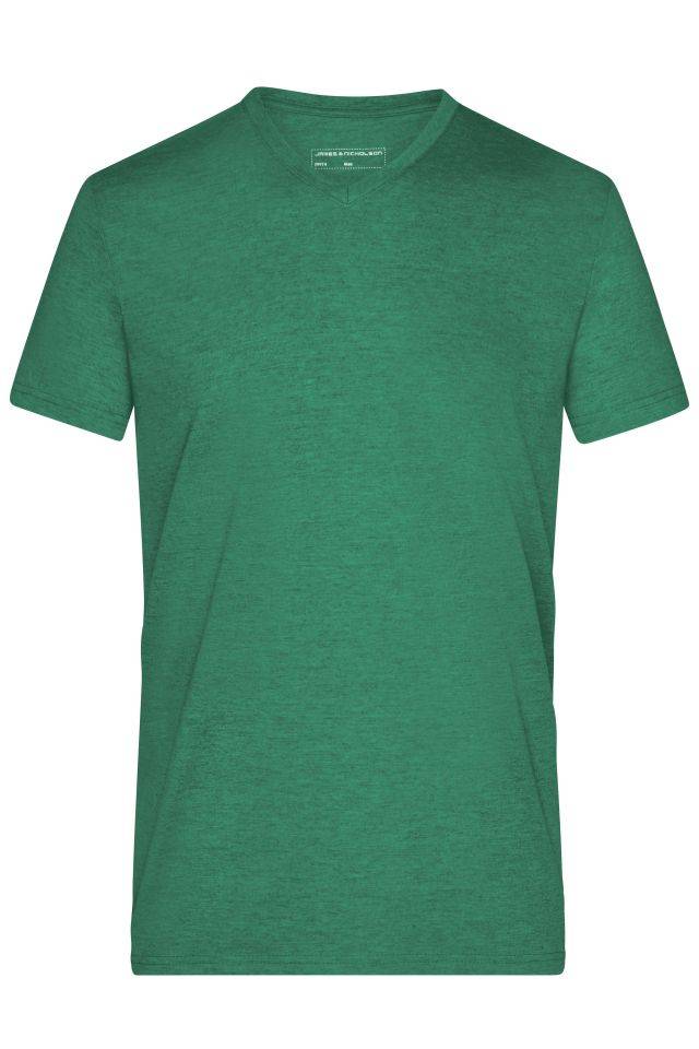 Men's Heather T-Shirt Modisches T-Shirt mit V-Ausschnitt grün, Gr. 3XL