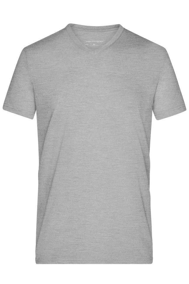 Men's Heather T-Shirt Modisches T-Shirt mit V-Ausschnitt grau, Gr. S