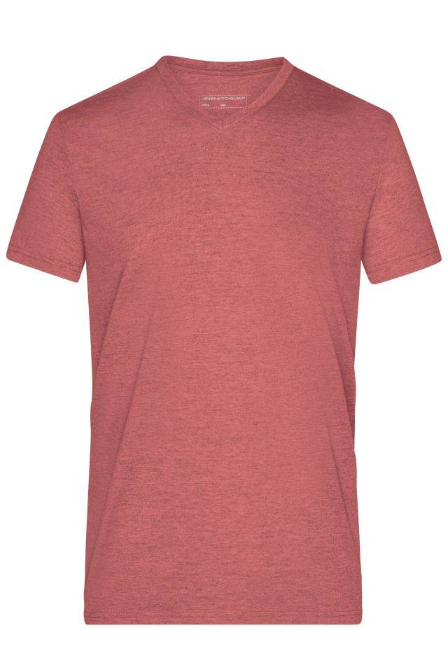 Men's Heather T-Shirt Modisches T-Shirt mit V-Ausschnitt rot, Gr. L