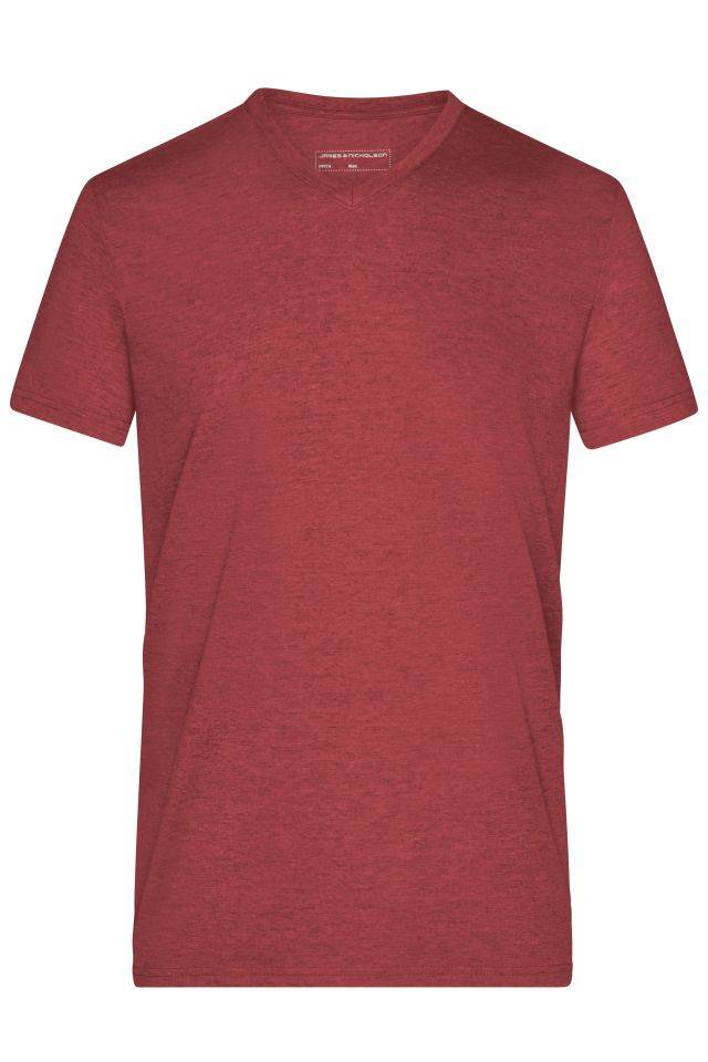 Men's Heather T-Shirt Modisches T-Shirt mit V-Ausschnitt rot/weinrot, Gr. XXL