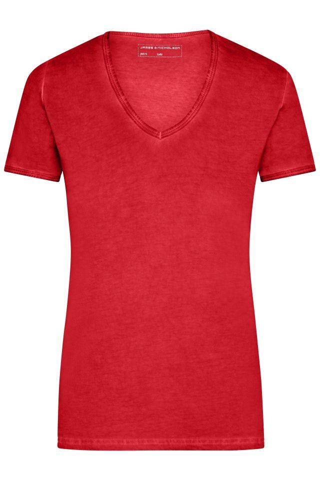 Ladies' Gipsy T-Shirt Trendiges T-Shirt mit V-Ausschnitt rot, Gr. M