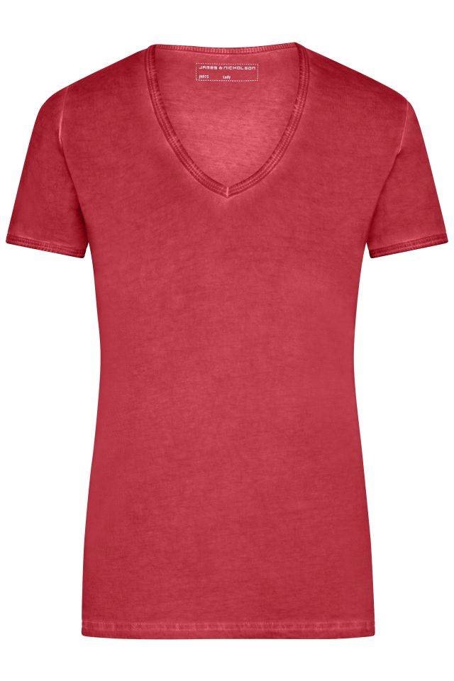 Ladies' Gipsy T-Shirt Trendiges T-Shirt mit V-Ausschnitt rot, Gr. XXL