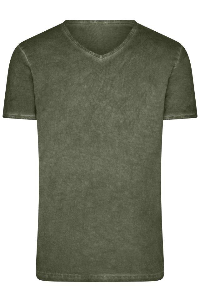 Men's Gipsy T-Shirt Trendiges T-Shirt mit V-Ausschnitt braun/oliv, Gr. XXL