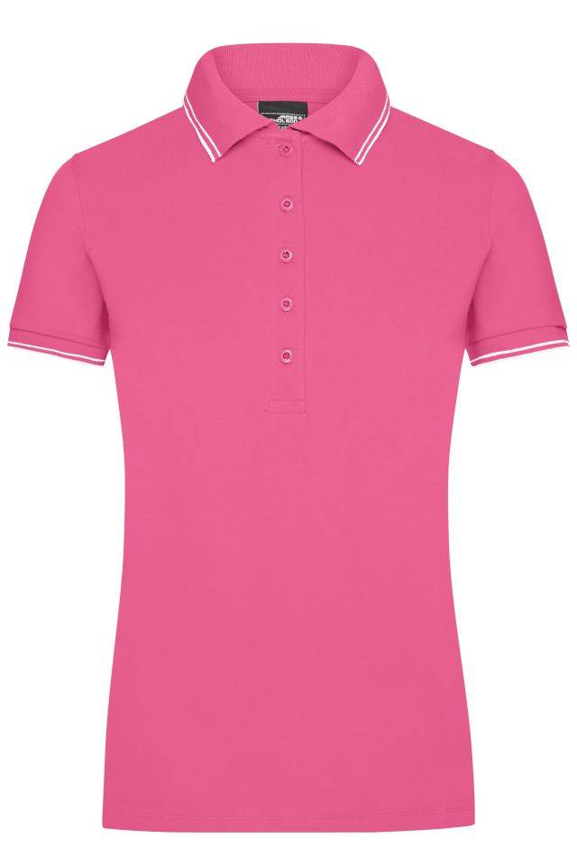 Ladies' Polo Polo in elastischer Piqué-Qualität pink, Gr. XL