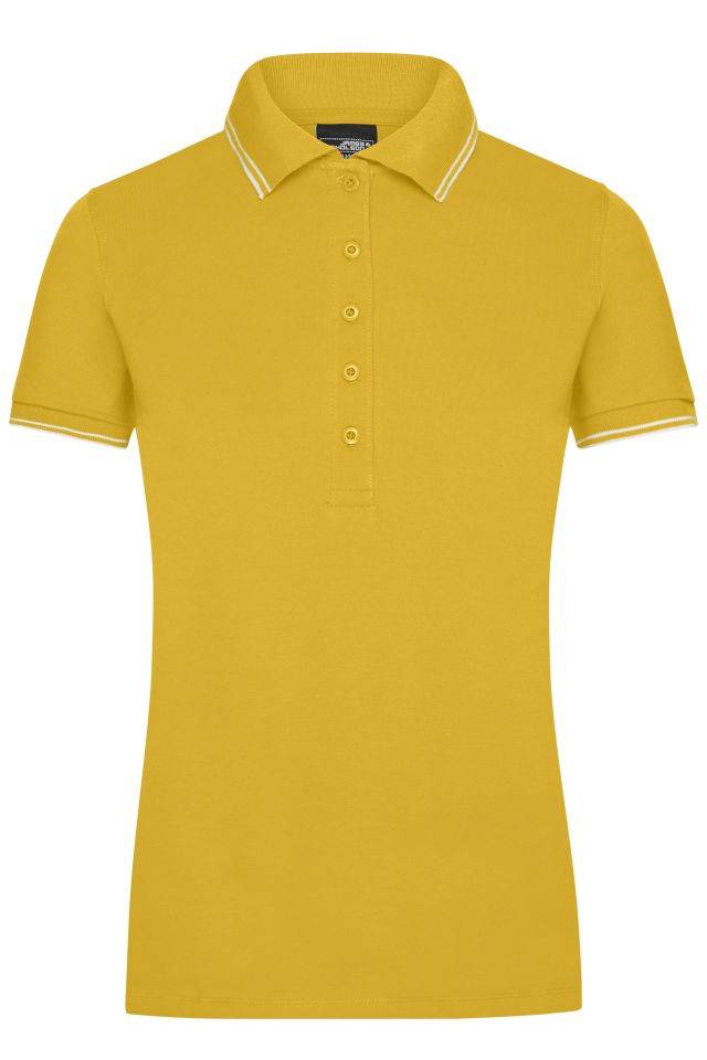 Ladies' Polo Polo in elastischer Piqué-Qualität gelb/weiß, Gr. XXL