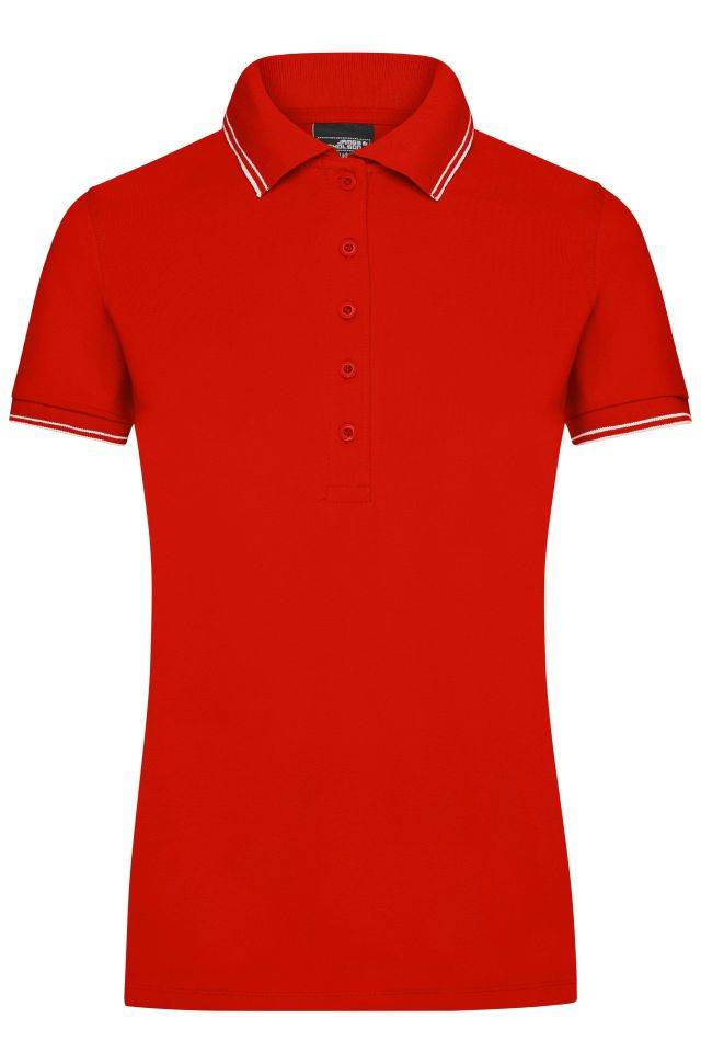 Ladies' Polo Polo in elastischer Piqué-Qualität weiß/rot, Gr. XL