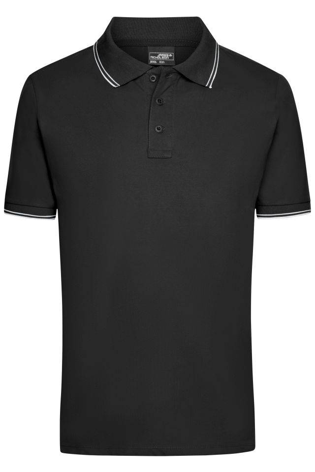 Men's Polo Polo in elastischer Piqué-Qualität weiß/schwarz, Gr. 3XL