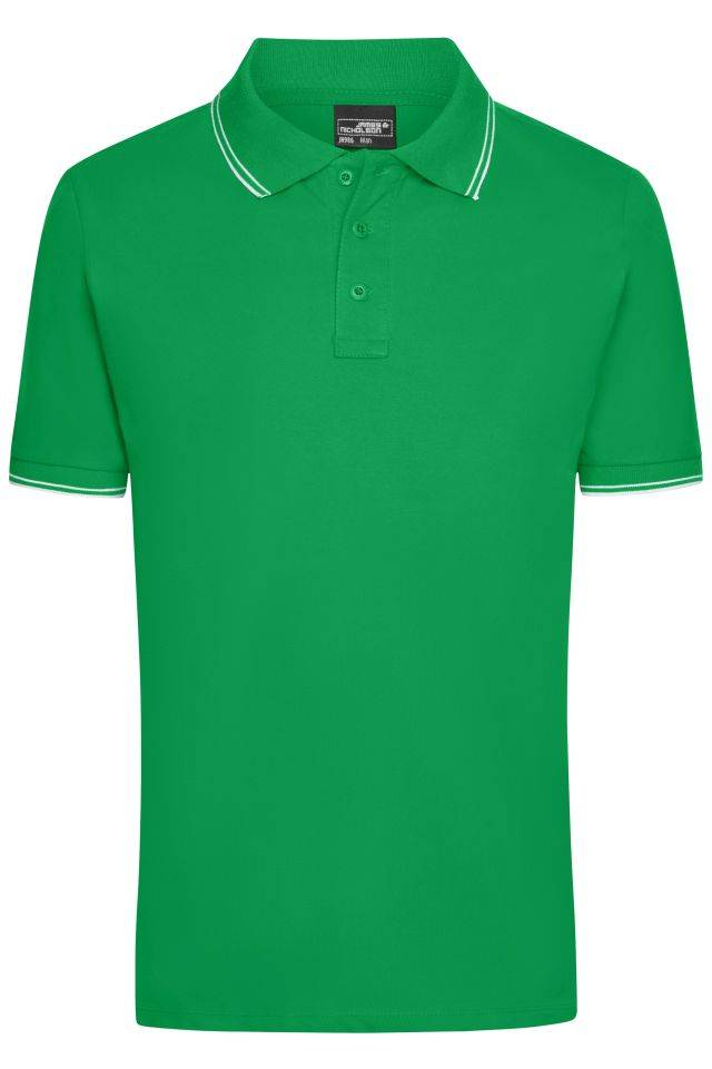 Men's Polo Polo in elastischer Piqué-Qualität grün/weiß, Gr. S