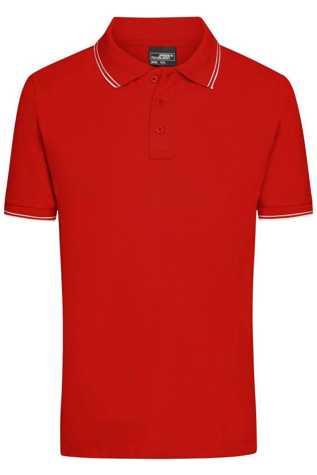 Men's Polo Polo in elastischer Piqué-Qualität weiß/rot, Gr. XL