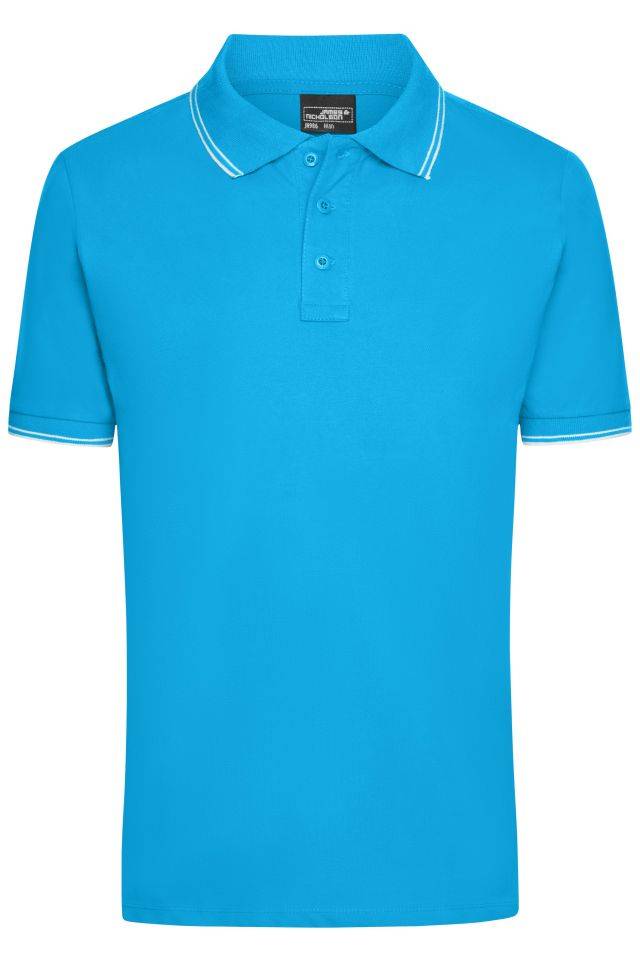 Men's Polo Polo in elastischer Piqué-Qualität weiß/blau, Gr. XXL