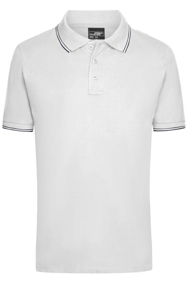 Men's Polo Polo in elastischer Piqué-Qualität weiß/blau, Gr. 3XL