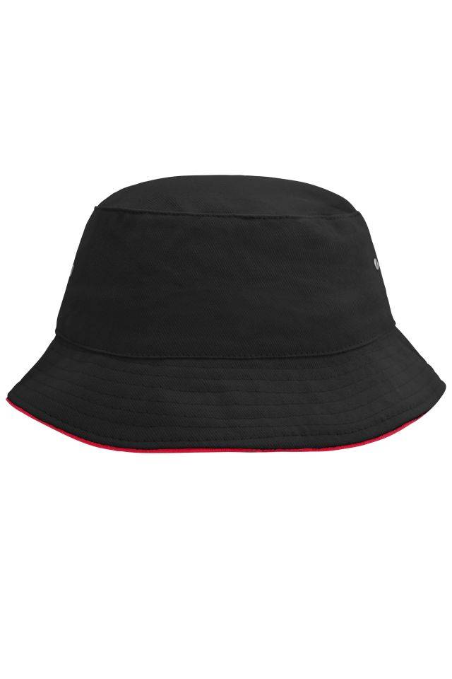 Fisherman Piping Hat Trendiger Hut aus weicher Baumwolle schwarz/rot, Gr. S/M