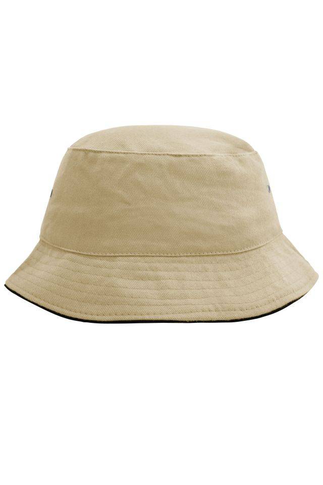 Fisherman Piping Hat Trendiger Hut aus weicher Baumwolle schwarz/braun, Gr. L/XL
