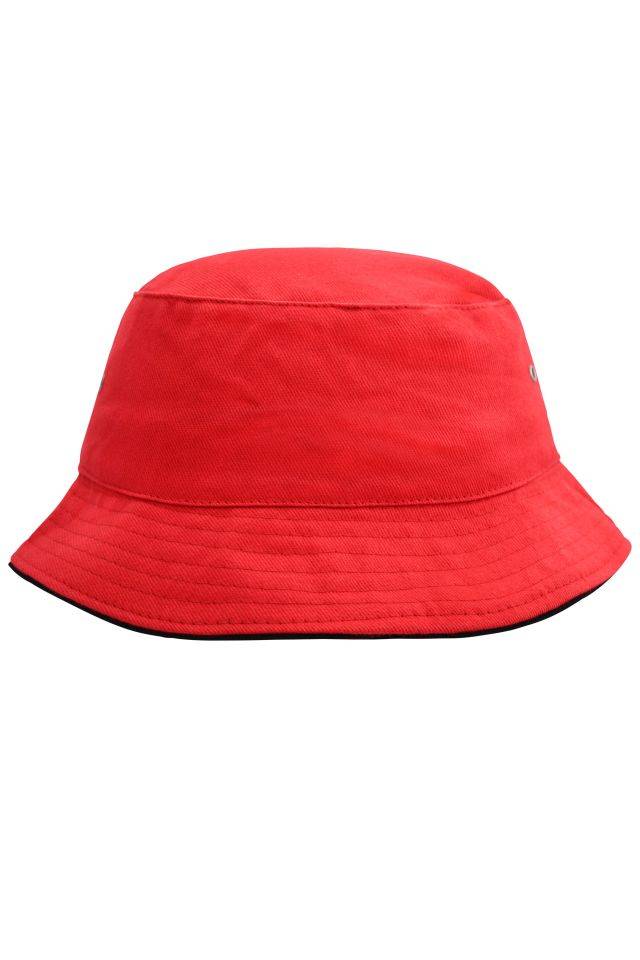 Fisherman Piping Hat Trendiger Hut aus weicher Baumwolle schwarz/rot, Gr. L/XL