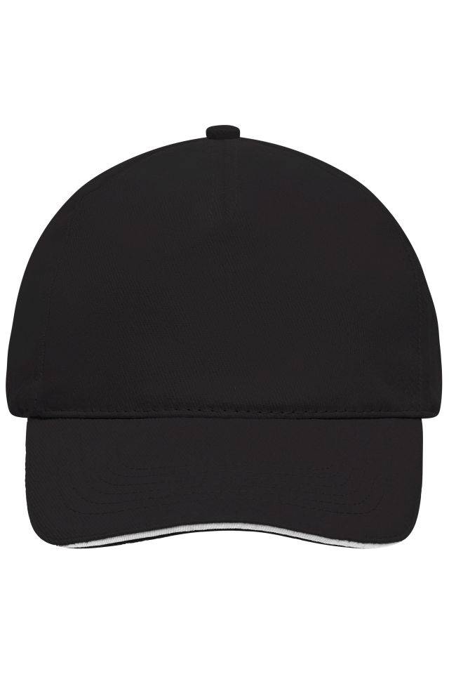 5 Panel Sandwich Cap 5 Panel Cap mit kontrastfarbigem Sandwich weiß/schwarz, Gr. one size