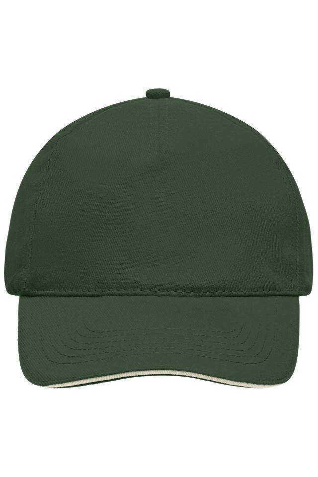 5 Panel Sandwich Cap 5 Panel Cap mit kontrastfarbigem Sandwich grün/braun, Gr. one size