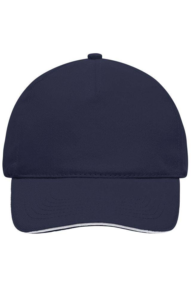 5 Panel Sandwich Cap 5 Panel Cap mit kontrastfarbigem Sandwich weiß/blau, Gr. one size