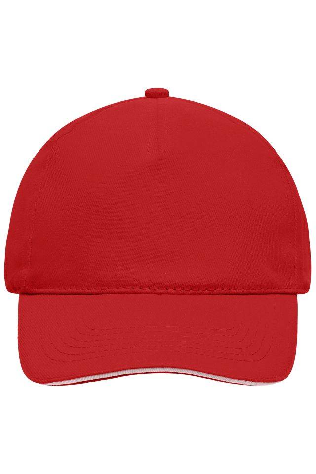 5 Panel Sandwich Cap 5 Panel Cap mit kontrastfarbigem Sandwich weiß/rot, Gr. one size