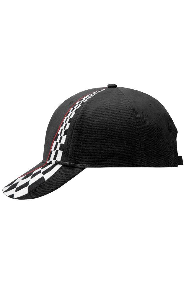 Racing Cap Hochwertiges 6 Panel Cap in attraktivem Racing-Design schwarz, Gr. one size
