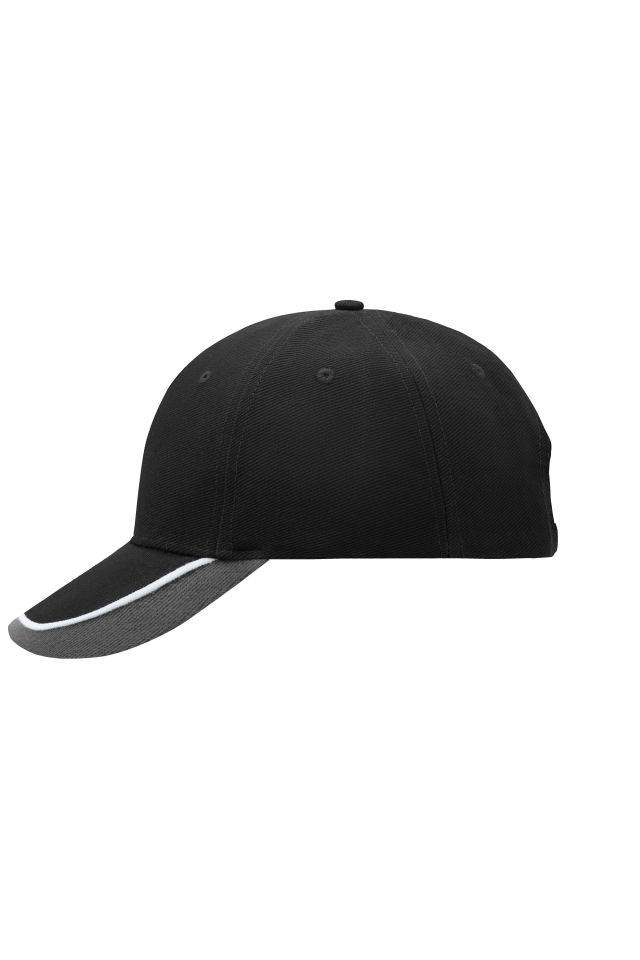 Half-Pipe Sandwich Cap 6 Panel Cap mit extravaganter, dreifarbiger Sandwich-Lösung weiß/schwarz/grau, Gr. one size