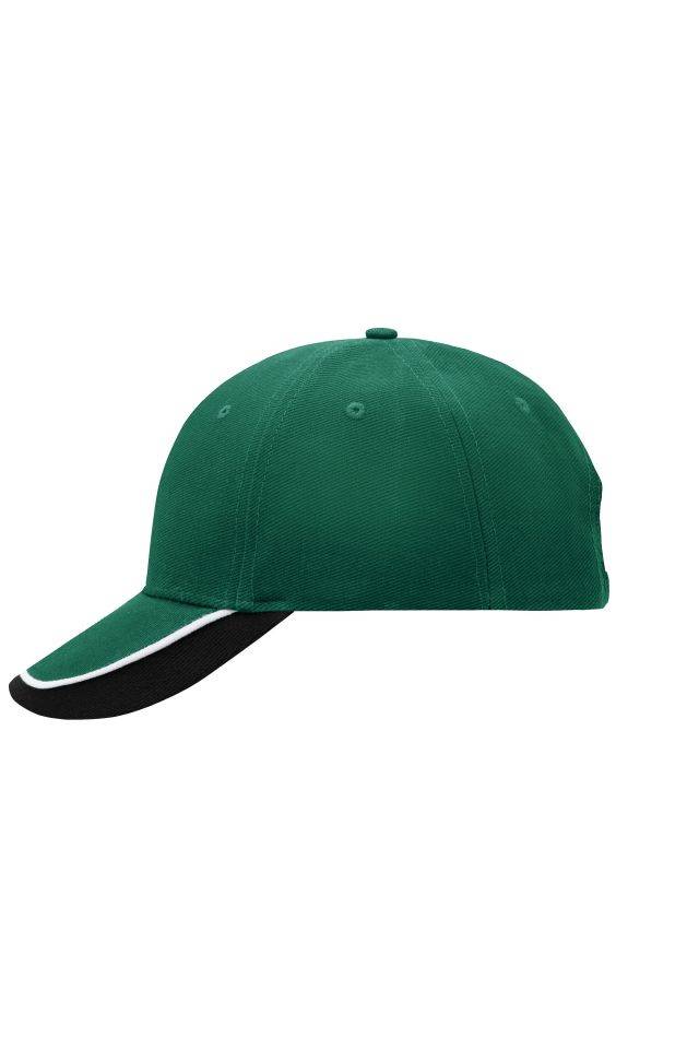 Half-Pipe Sandwich Cap 6 Panel Cap mit extravaganter, dreifarbiger Sandwich-Lösung weiß/schwarz/grün, Gr. one size