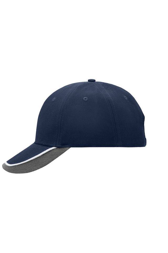 Half-Pipe Sandwich Cap 6 Panel Cap mit extravaganter, dreifarbiger Sandwich-Lösung weiß/blau/grau, Gr. one size