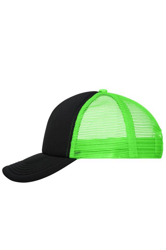 5 Panel Polyester Mesh Cap Trendiges 5 Panel Mesh Cap in zahlreichen Farbvarianten schwarz/grün/neon, Gr. one size