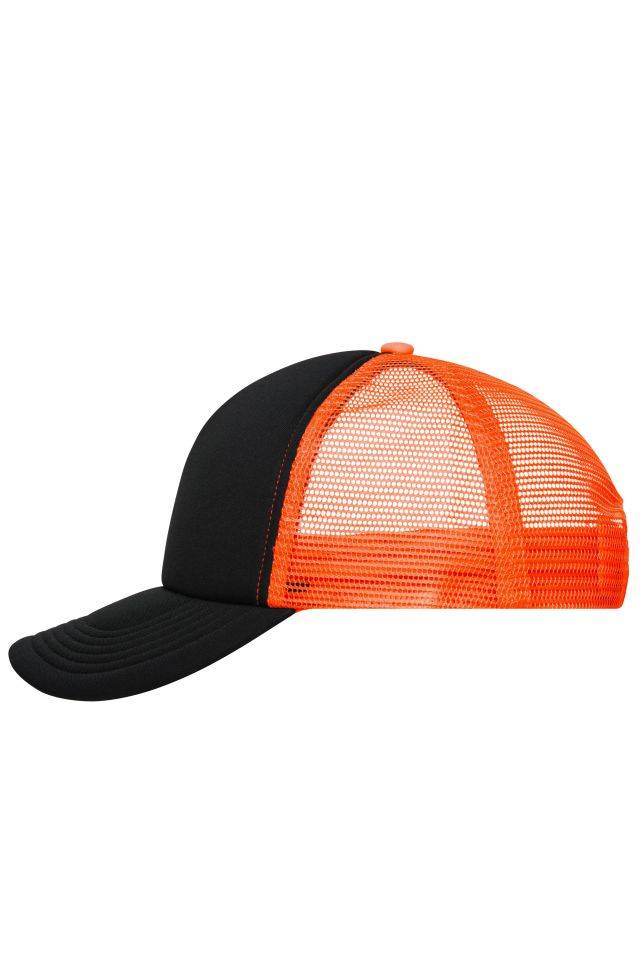 5 Panel Polyester Mesh Cap Trendiges 5 Panel Mesh Cap in zahlreichen Farbvarianten schwarz/orange/neon, Gr. one size