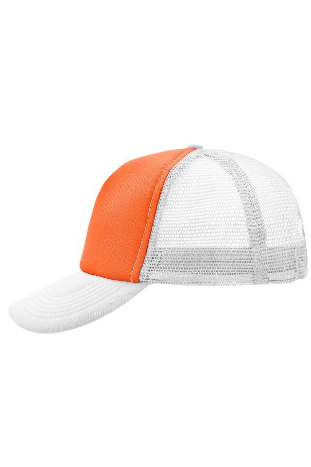5 Panel Polyester Mesh Cap Trendiges 5 Panel Mesh Cap in zahlreichen Farbvarianten weiß/orange, Gr. one size