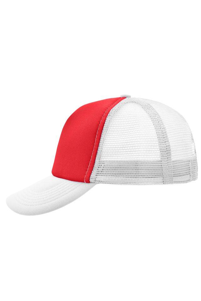 5 Panel Polyester Mesh Cap Trendiges 5 Panel Mesh Cap in zahlreichen Farbvarianten weiß/rot, Gr. one size