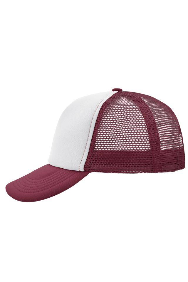 5 Panel Polyester Mesh Cap Trendiges 5 Panel Mesh Cap in zahlreichen Farbvarianten weiß/rot, Gr. one size