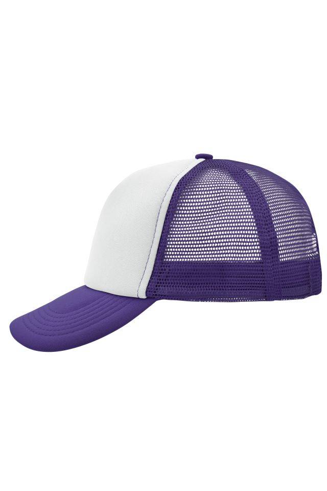 5 Panel Polyester Mesh Cap Trendiges 5 Panel Mesh Cap in zahlreichen Farbvarianten weiß/lila, Gr. one size