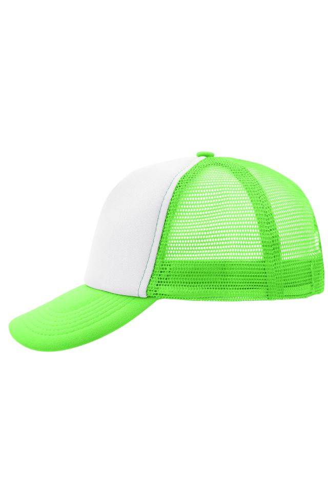 5 Panel Polyester Mesh Cap Trendiges 5 Panel Mesh Cap in zahlreichen Farbvarianten weiß/grün/neon, Gr. one size