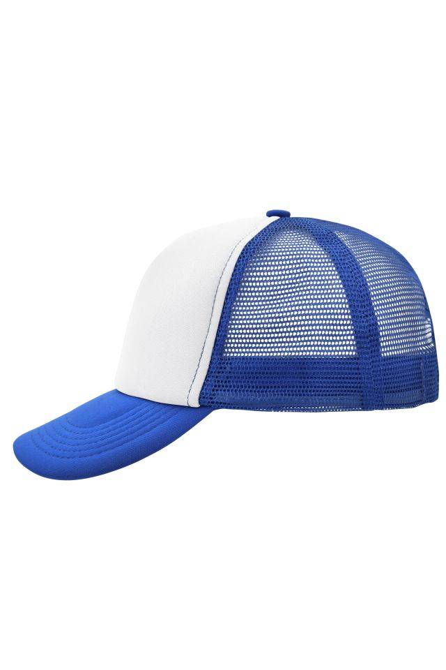 5 Panel Polyester Mesh Cap Trendiges 5 Panel Mesh Cap in zahlreichen Farbvarianten weiß/blau, Gr. one size