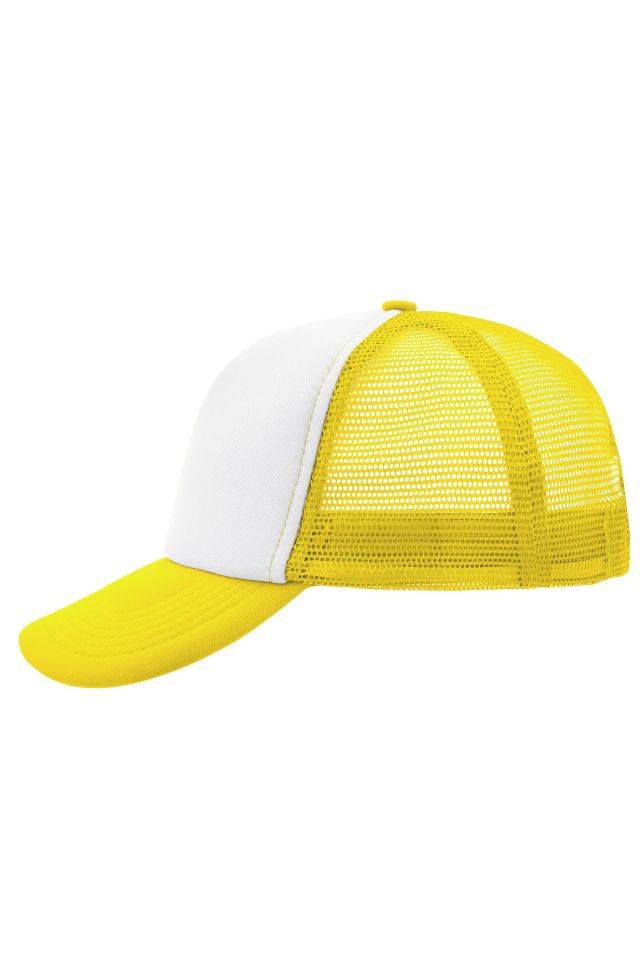 5 Panel Polyester Mesh Cap Trendiges 5 Panel Mesh Cap in zahlreichen Farbvarianten gelb/weiß, Gr. one size