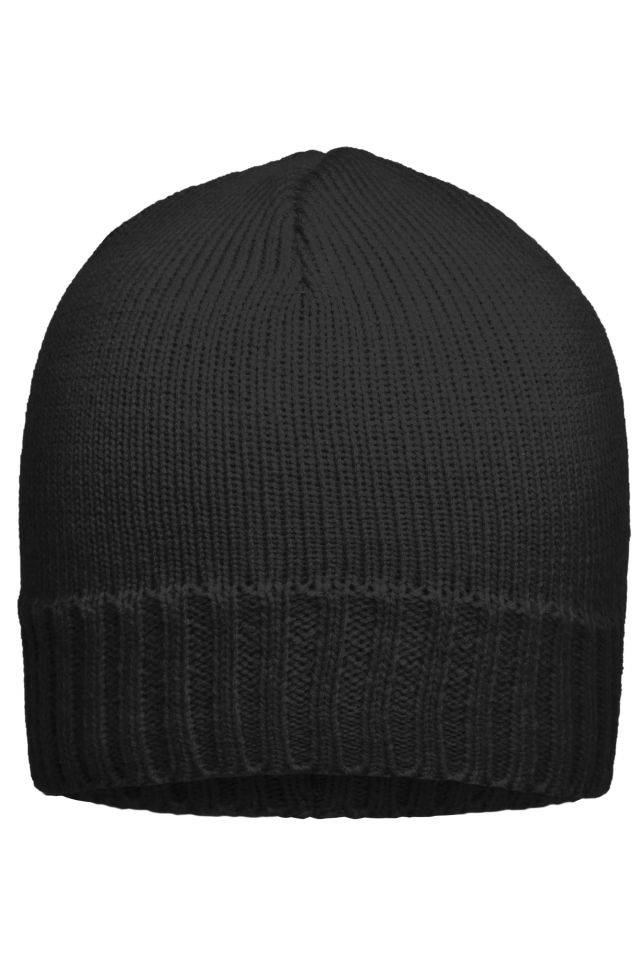 Rib-Beanie Enganliegende Strickmütze mit geripptem Rand schwarz, Gr. one size