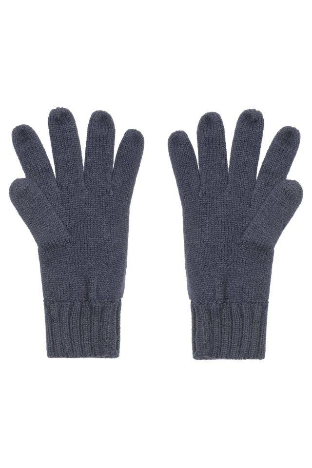 Knitted Gloves Strickhandschuhe mit gerippten Bündchen für Damen und Herren blau, Gr. S/M