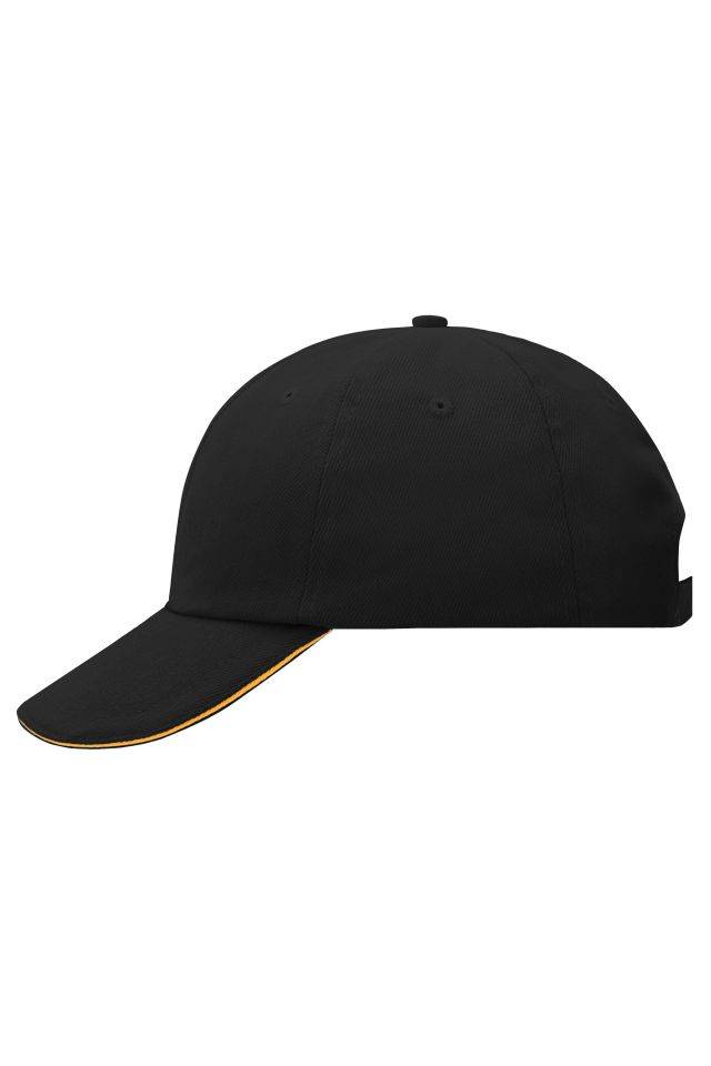 6 Panel Raver Sandwich Cap Klassisches Allround-Cap mit kontrastfarbigem Sandwich schwarz/orange, Gr. one size