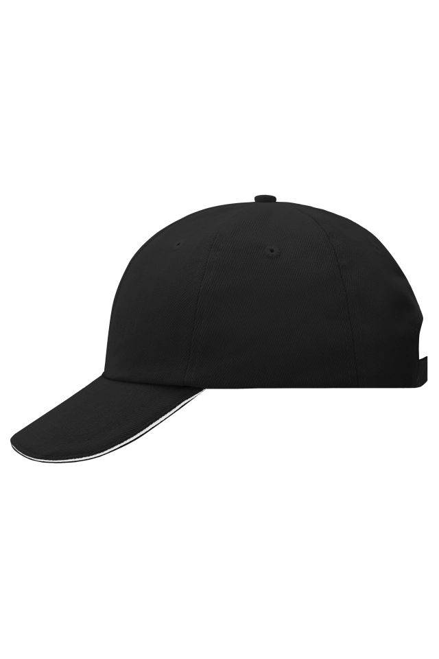 6 Panel Raver Sandwich Cap Klassisches Allround-Cap mit kontrastfarbigem Sandwich weiß/schwarz, Gr. one size