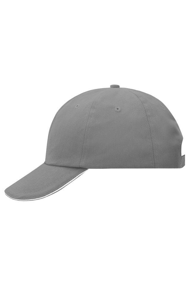 6 Panel Raver Sandwich Cap Klassisches Allround-Cap mit kontrastfarbigem Sandwich weiß/grau, Gr. one size
