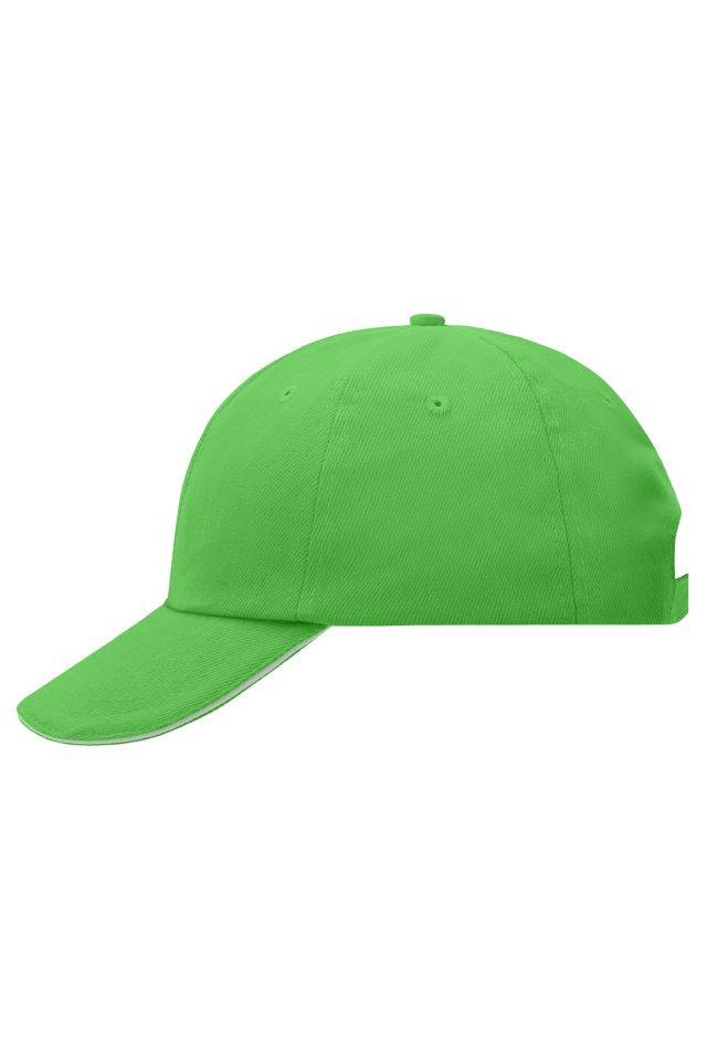 6 Panel Raver Sandwich Cap Klassisches Allround-Cap mit kontrastfarbigem Sandwich weiß/grün, Gr. one size