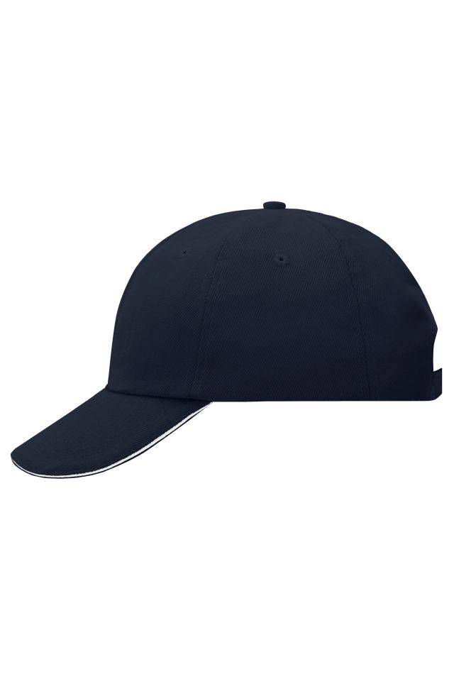 6 Panel Raver Sandwich Cap Klassisches Allround-Cap mit kontrastfarbigem Sandwich weiß/blau, Gr. one size