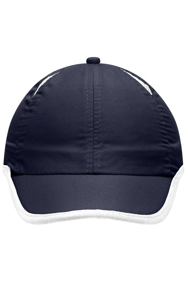 6 Panel Micro-Edge Sports Cap Sportliches 6 Panel Cap aus Microfaser für alle Witterungsbedingungen weiß/blau, Gr. one s