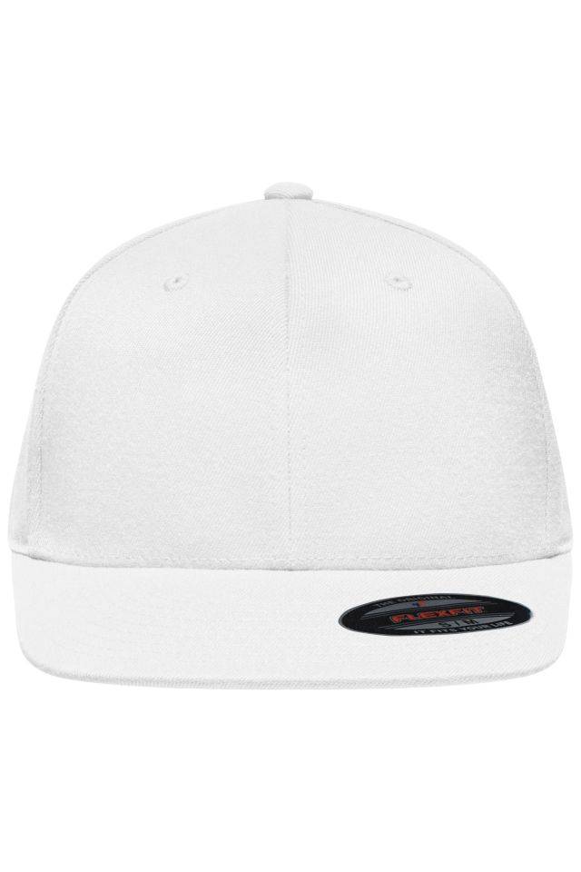 Flexfit® Flat Peak Cap 6 Panel Cap ohne Verschluss weiß, Gr. S/M