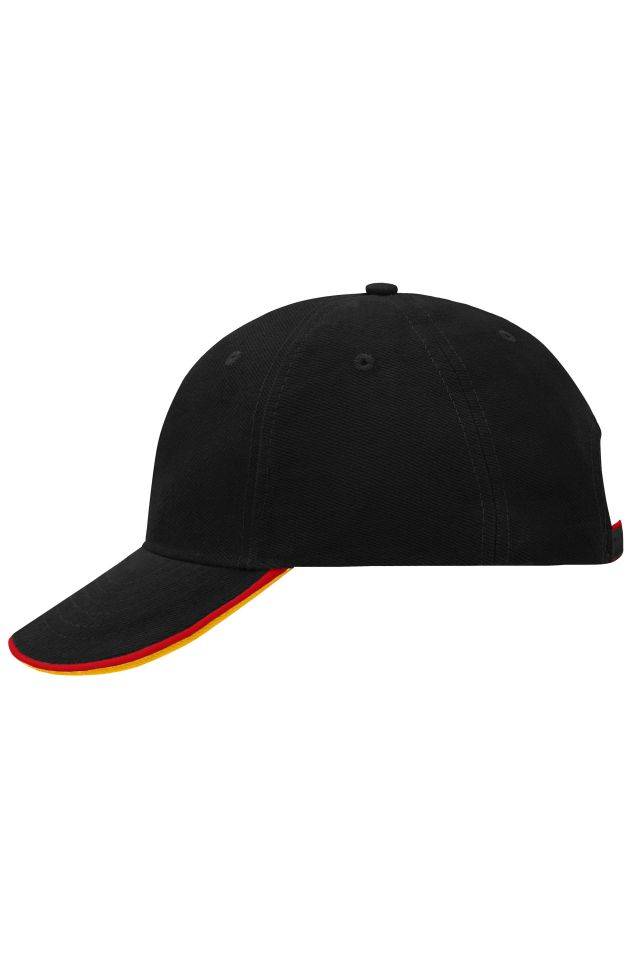 6 Panel Double Sandwich Cap 6 Panel Cap mit doppeltem Sandwich schwarz/rot/gelb, Gr. one size