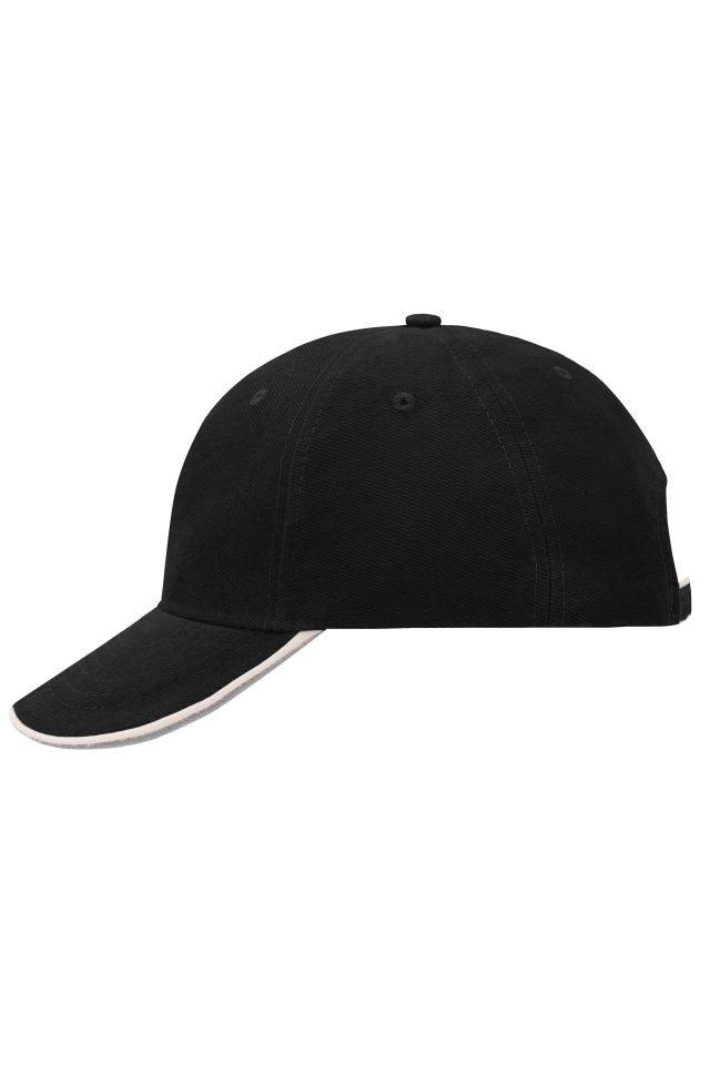 6 Panel Double Sandwich Cap 6 Panel Cap mit doppeltem Sandwich weiß/schwarz/grau, Gr. one size