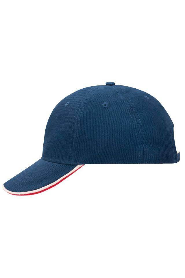 6 Panel Double Sandwich Cap 6 Panel Cap mit doppeltem Sandwich weiß/rot/blau, Gr. one size