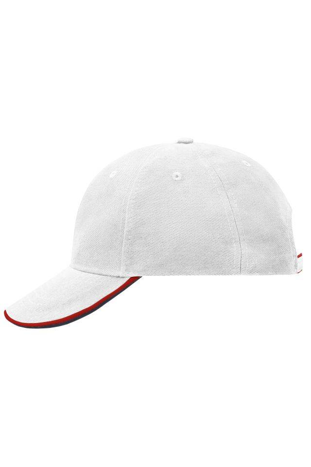 6 Panel Double Sandwich Cap 6 Panel Cap mit doppeltem Sandwich weiß/rot/blau, Gr. one size