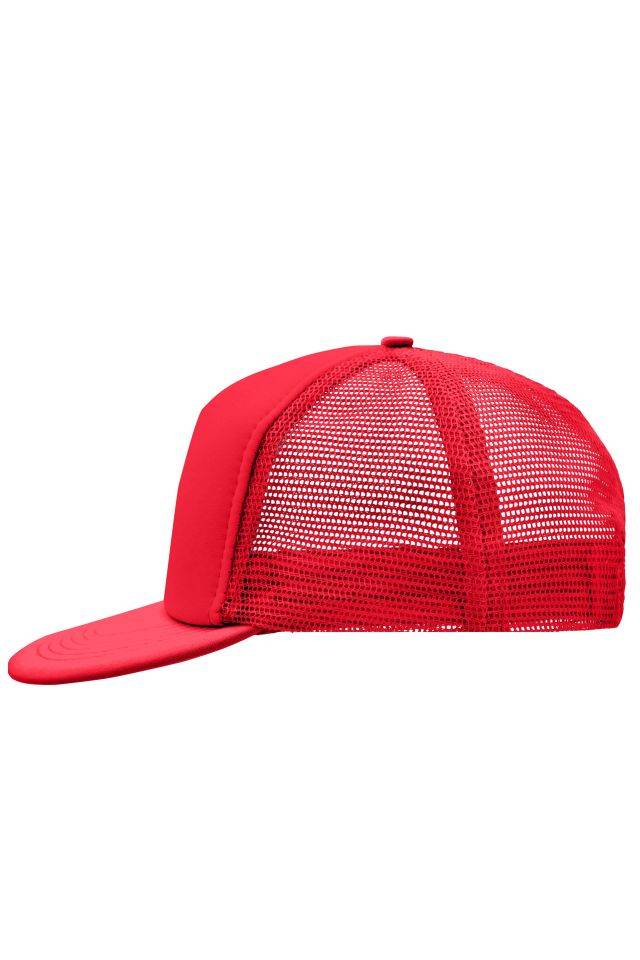 5 Panel Flat Peak Cap 5 Panel Mesh Cap mit flachem Schild rot, Gr. one size